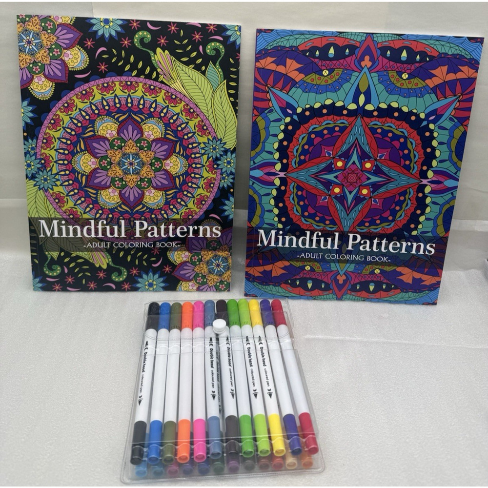 Coloring Book Set Motivate & Flower Coloring Book for Adults w/24 color Marker..